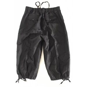 Inserch | Women's Black Linen Wide Leg Drawstring Capri Pant Size L Large